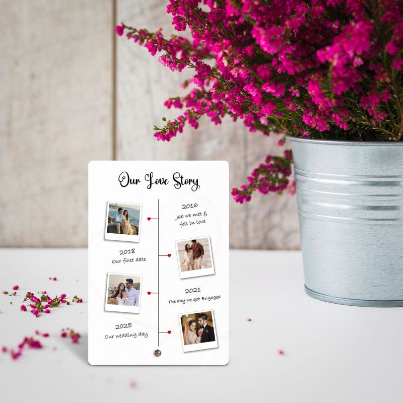 Personalized Our Love Story Couple Photo Frame Plaque with Stand, Love Story Anniversary Frame Gift For Birthday, Engagement, Valentines Day